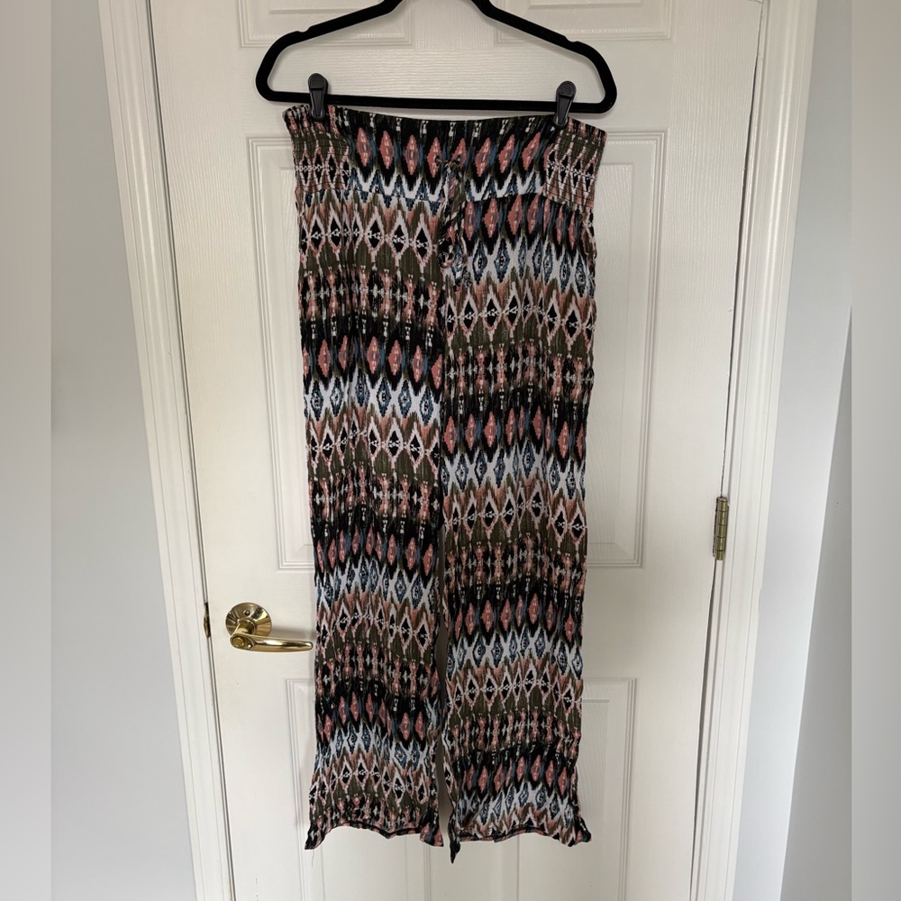 Peace & Pearls Harem Pants Women’s Large Geo Print Boho Hippie Pockets